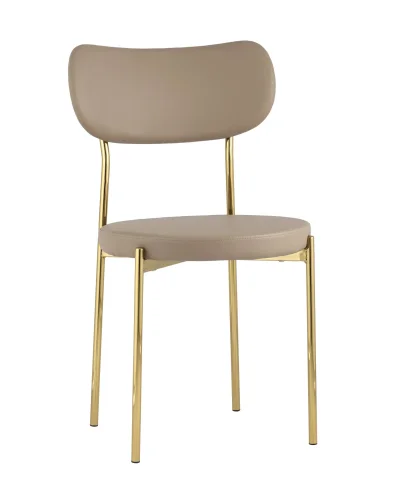 Стул обеденный Барбара, экокожа бежевая, золотые ножки УТ000028059 Stool Group, бежевый/экокожа, ножки/металл/золотой, размеры - ****485*535