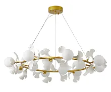 Люстра подвесная Аста 07867-12A,33 Kink Light белая на 12 ламп, основание золотое в стиле современный флористика молекула шар