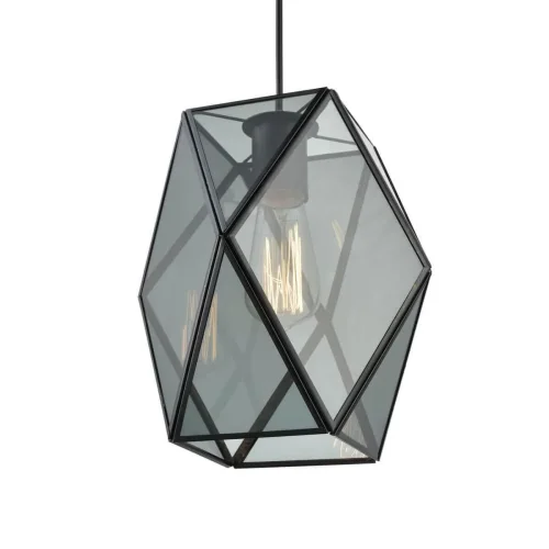 Светильник подвесной Bergamo VL5082P21 Vele Luce серый прозрачный на 1 лампу, основание чёрное в стиле современный фото 3