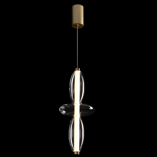 Светильник подвесной LED QUASAR SP14W LED TRANSPARENT Crystal Lux прозрачный на 1 лампу, основание золотое в стиле современный выдувное