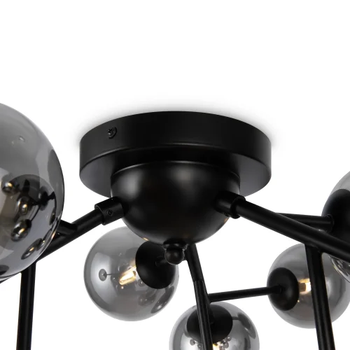 Люстра потолочная Dallas MOD545CL-12B Maytoni серая чёрная на 12 ламп, основание чёрное в стиле современный шар фото 4