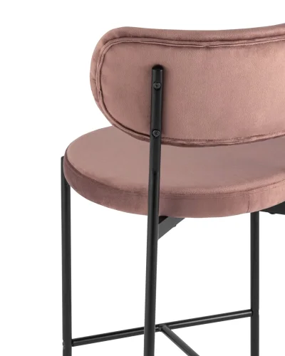 Cтул полубарный Барбара, велюр пыльно-розовый УТ000028061 Stool Group, розовый/велюр, ножки/металл/чёрный, размеры - ****485*540 фото 5