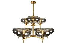 Люстра потолочная Rivoli 6607/9 GD iLamp чёрная на 9 ламп, основание золотое в стиле американский современный 
