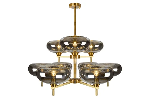 Люстра потолочная Rivoli 6607/9 GD iLamp чёрная на 9 ламп, основание золотое в стиле современный американский Люстра потолочная Rivoli 6607/9 GD iLamp чёрная на 9 ламп, основание золотое в стиле современный американский