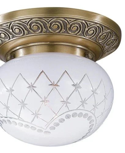 Светильник потолочный PL 7740/1 Reccagni Angelo белый 1 лампа, основание античное бронза в стиле классический  фото 2