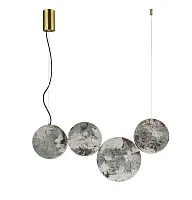 Светильник подвесной LED Sten 4447-4P Favourite зелёный на 4 лампы, основание золотое в стиле современный 