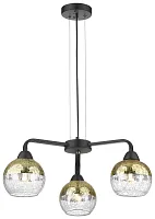 Люстра подвесная 238-023-03 Velante золотая прозрачная на 3 лампы, основание чёрное в стиле современный 