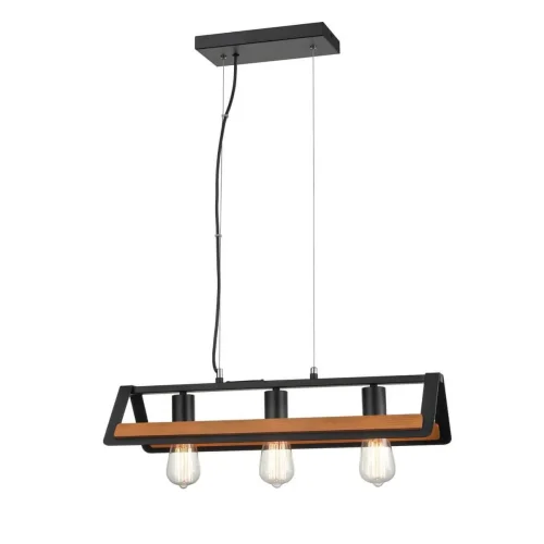 Светильник подвесной лофт Reef VL6072P31 Vele Luce чёрный без плафона коричневый на 3 лампы, основание чёрное в стиле лофт фото 3