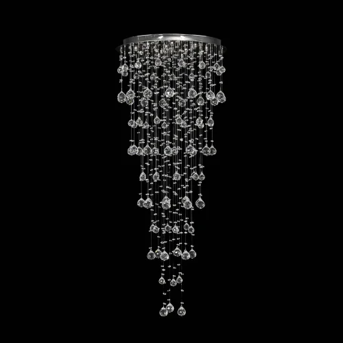 Люстра хрустальная каскадная Tesoro H 1.4.55.118 N Dio D'Arte прозрачная на 12 ламп, основание никель в стиле современный 