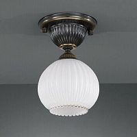 Светильник потолочный PL 8900/1 Reccagni Angelo белый 1 лампа, основание коричневое бронзовое в стиле классический 
