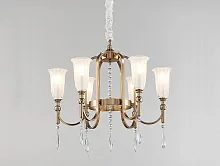 Люстра подвесная 4806/C Newport белая на 6 ламп, основание золотое в стиле арт-деко 