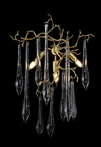 Бра REINA AP3 GOLD PEARL Crystal Lux прозрачный на 3 лампы, основание золотое в стиле флористика арт-деко фото 4