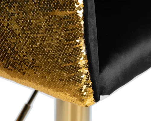 Стул барный 5025_GoldBase_Shiny-LM DARCY GOLD SHINY, цвет сиденья черный велюр с золотыми пайетками, цвет основания золото Dobrin, чёрный/велюр, ножки/металл/золотой, размеры - 860*1070***510*460 фото 8