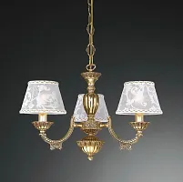 Люстра подвесная  L 7532/3 Reccagni Angelo белая на 3 лампы, основание золотое в стиле классический 