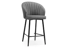 Полубарный стул Бэнбу velutto 32 / черный 499987 Woodville, серый/велюр, ножки/металл/чёрный, размеры - ****550*560