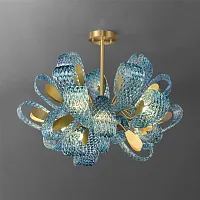 Люстра потолочная LUCIA CH D80 219498-23 ImperiumLoft голубая на 18 ламп, основание латунь в стиле современный 