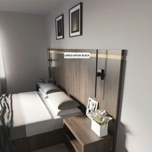 Бра с выключателем LARGO AP12W BLACK Crystal Lux чёрный на 2 лампы, основание чёрное в стиле минимализм хай-тек фото 4