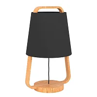 Настольная лампа Camaloza 390187 Eglo чёрная 1 лампа, основание бежевое коричневое дерево металл в стиле современный 