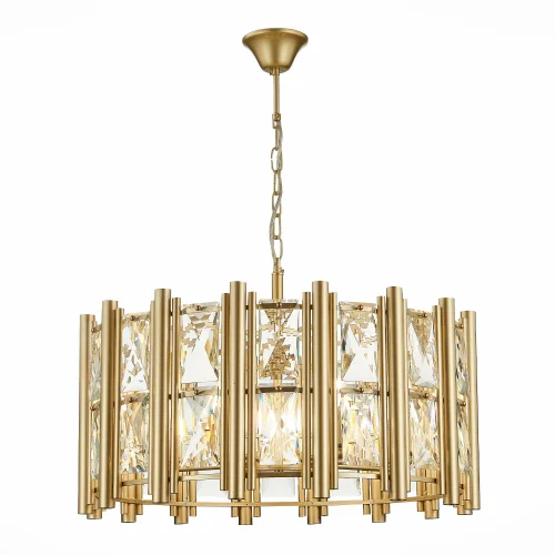 Люстра подвесная Corsia SL1623.203.08 ST-Luce янтарная на 8 ламп, основание бежевое матовое золото в стиле современный 