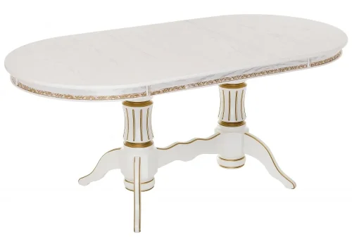 Обеденный стол Герцог молочный с золотой патиной 406086 Woodville столешница молочная из мдф шпон фото 3