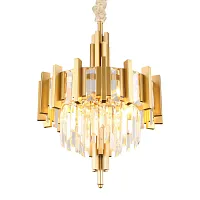 Люстра подвесная Gaeta OML-69703-06 Omnilux прозрачная на 6 ламп, основание матовое золото в стиле классический 