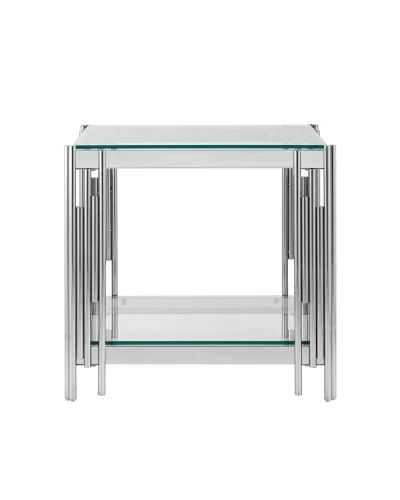 Журнальный столик 55*55 ГЭТСБИ, прозрачное стекло, сталь серебро УТ000000888 Stool Group столешница прозрачная из стекло фото 3