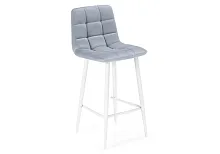 Полубарный стул Чилли К светло-серый / белый 502081 Woodville, серый/велюр, ножки/металл/белый, размеры - ****430*420