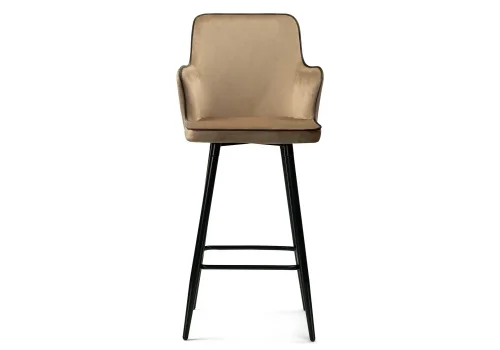 Барный стул Feona dark beige 15072 Woodville, бежевый/велюр, ножки/металл/чёрный, размеры - ****520*540 фото 2