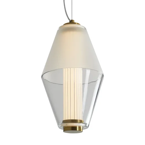 Светильник подвесной LED Plum FR6137PL-L6BT Freya белый прозрачный 1 лампа, основание латунь в стиле современный арт-деко  фото 3