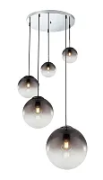 Светильник подвесной Varus 15861-5 Globo прозрачный серый 3 лампы, основание матовое никель в стиле современный каскад шар