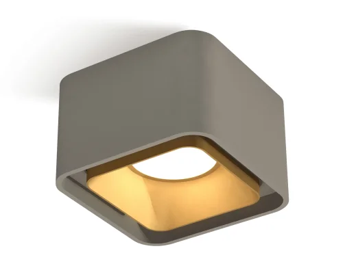 Светильник накладной XS7834004 Ambrella light золотой серый 1 лампа, основание серое в стиле хай-тек современный квадратный фото 2