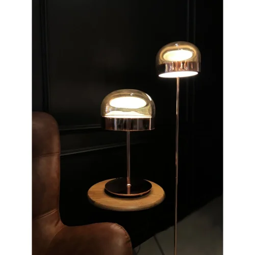 Торшер LED 0756FL-1PG Milosh Tendence янтарный на 1 лампу, основание медь в стиле современный арт-деко фото 3