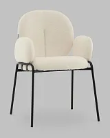 Стул с подлокотниками Моллек букле молочный УТ000041634 Stool Group, белый/букле, ножки/сталь/чёрный, размеры - *****
