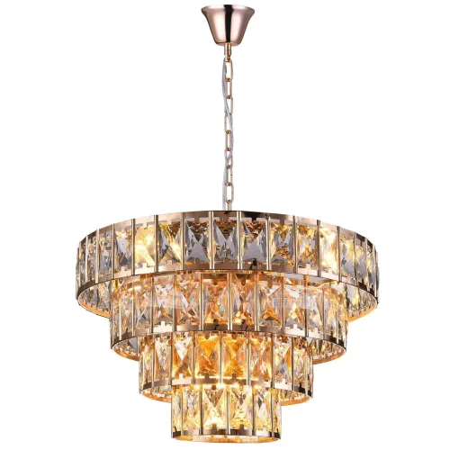Люстра подвесная AMANDA 81428/6C GOLD Natali Kovaltseva прозрачная на 6 ламп, основание золотое в стиле классический 