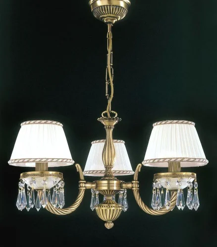 Люстра подвесная  L 4661/3 Reccagni Angelo белая на 3 лампы, основание античное бронза в стиле классический 