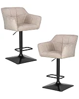Стул барный набор 2 шт. SET-2 5033-LM RALF, цвет сиденья бежевый твид (LEO26), цвет основания черный Dobrin, /текстиль, ножки/металл/чёрный, размеры - 900*1120***580*550 Стул барный набор 2 шт. SET-2 5033-LM RALF, цвет сиденья бежевый твид (LEO26), цвет основания черный Dobrin, /текстиль, ножки/металл/чёрный, размеры - 900*1120***580*550