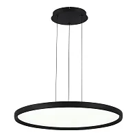 Светильник подвесной LED Satellite SL6015.403.01 ST-Luce белый чёрный 1 лампа, основание чёрное в стиле современный хай-тек минимализм кольца с пультом