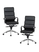Офисное кресло набор 2 шт. SET-2 103F-LMR ARNOLD, цвет чёрный Dobrin, /экокожа, ножки/металл/хром, размеры - 1130*1180***670*670