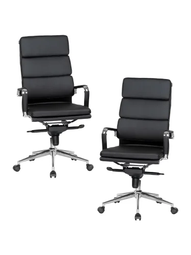 Офисное кресло набор 2 шт. SET-2 103F-LMR ARNOLD, цвет чёрный Dobrin, /экокожа, ножки/металл/хром, размеры - 1130*1180***670*670