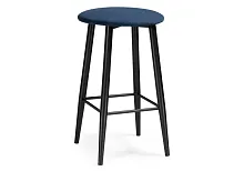 Барный стул Гангток темно-синий / черный матовый 469983 Woodville, синий/велюр, ножки/металл/чёрный, размеры - ****370*370