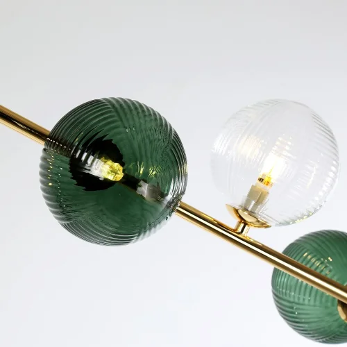 Светильник подвесной Infilato 4035-5P F-promo зелёный прозрачный 5 ламп, основание золотое в стиле современный  фото 6