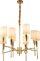 Люстра подвесная Luiza V10030-8P Moderli бежевая на 8 ламп, основание золотое в стиле современный 