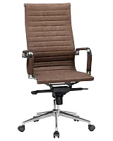 Офисное кресло для руководителей 101F-LMR CLARK, цвет коричневый лофт №320 Dobrin, коричневый/экокожа, ножки/металл/хром, размеры - 1090*1150***680*680