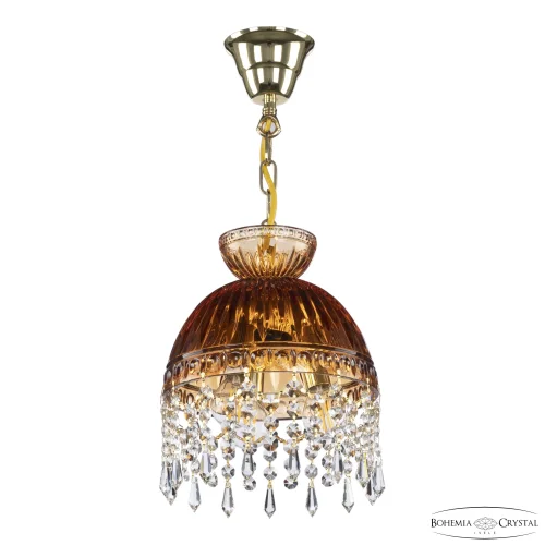 Светильник подвесной 5478/22 G Amber/M-1G Drops Bohemia Ivele Crystal янтарный 3 лампы, основание золотое прозрачное в стиле классический drops фото 2