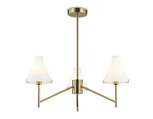 Люстра на штанге LH57131 Ambrella light белая на 3 лампы, основание латунь в стиле классический 