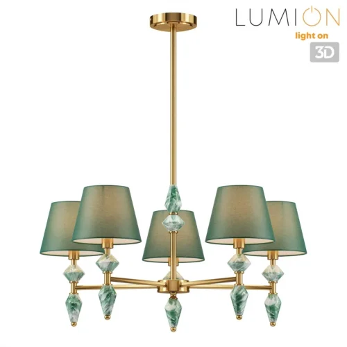 Люстра на штанге Vermont 8275/5 Lumion зелёная на 5 ламп, основание латунь в стиле классический фото 3