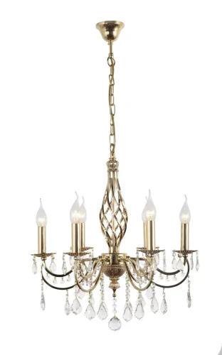 Люстра хрустальная подвесная Deco E 1.1.6.600 G Arti Lampadari без плафона на 6 ламп, основание золотое в стиле классический 