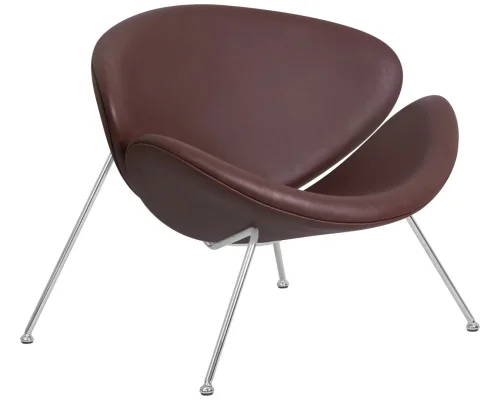 Кресло дизайнерское 72-LMO EMILY, цвет сиденья коричневый (YP5), цвет основания хромированная сталь Dobrin, коричневый/винил, ножки/металл/хром, размеры - ****810*780 фото 2