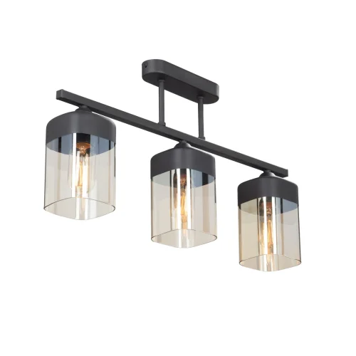 Люстра потолочная V4923-1/3PL Vitaluce прозрачная на 3 лампы, основание чёрное в стиле арт-деко 