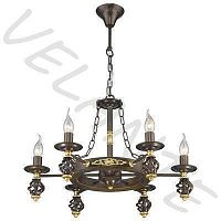 Люстра подвесная  536-723-06 Velante без плафона на 6 ламп, основание золотое коричневое в стиле кантри классический 